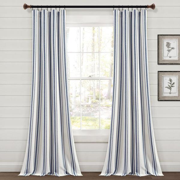 lush décor Farmhouse Stripe Yarn Dyed Recycled Cotton Blend Window Curtain Panel Set