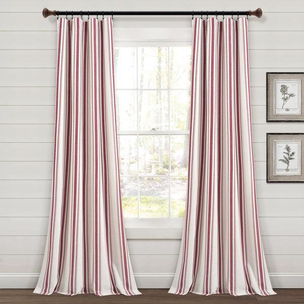 Lush Décor Farmhouse Stripe Yarn Dyed Recycled Cotton Blend Window Curtain Panel Set