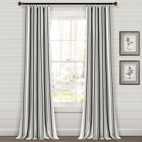 Lush Décor Farmhouse Stripe Yarn Dyed Recycled Cotton Blend Window Curtain Panel Set