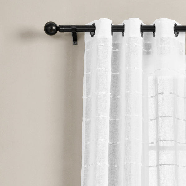 Lush Décor Farmhouse Textured Grommet Sheer Indoor/Outdoor Window Curtain