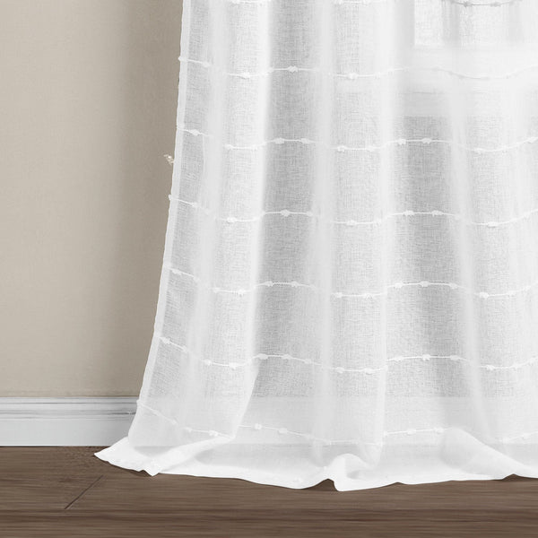 Lush Décor Farmhouse Textured Grommet Sheer Indoor/Outdoor Window Curtain
