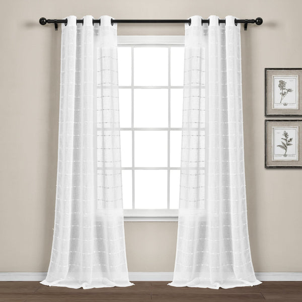 lush décor Farmhouse Textured Grommet Sheer Indoor/Outdoor Window Curtain