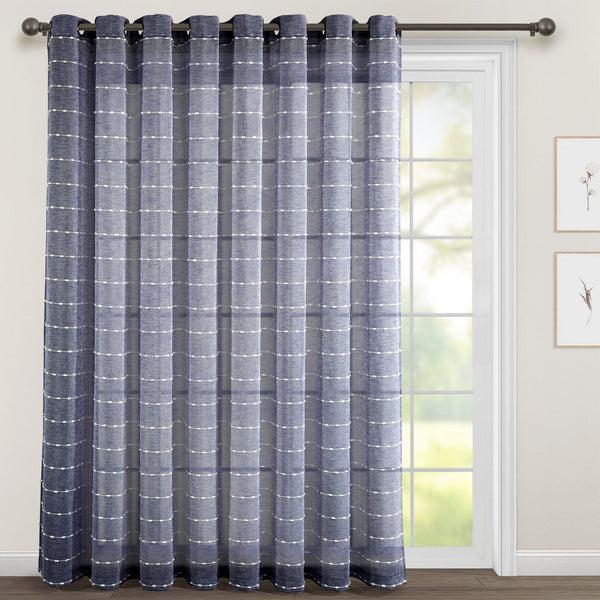 Lush Décor Farmhouse Textured Grommet Sheer Ultra Wide Window Curtain Panel