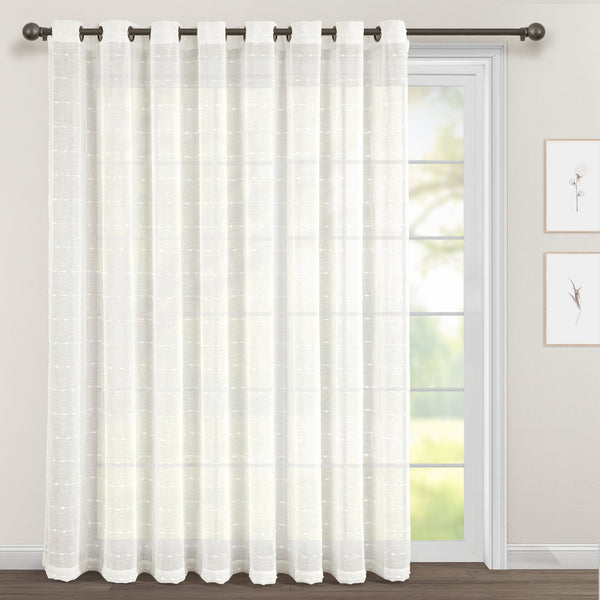 Lush Décor Farmhouse Textured Grommet Sheer Ultra Wide Window Curtain Panel