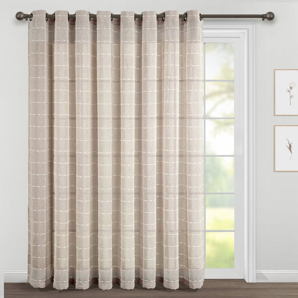 Lush Décor Farmhouse Textured Grommet Sheer Ultra Wide Window Curtain Panel