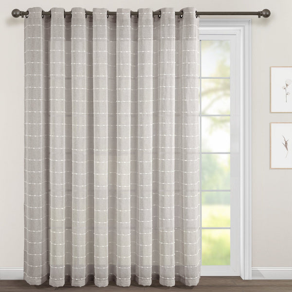 lush décor Farmhouse Textured Grommet Sheer Ultra Wide Window Curtain Panel