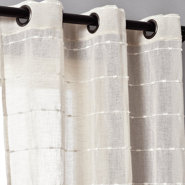 Lush Décor Farmhouse Textured Grommet Sheer Window Curtain Panel Set