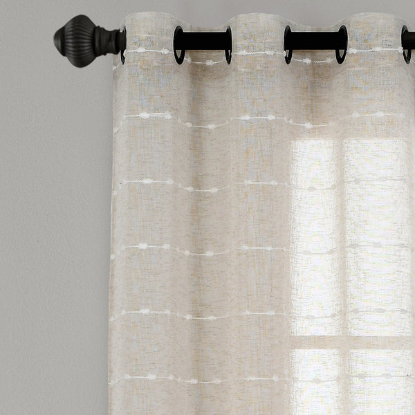 Lush Décor Farmhouse Textured Grommet Sheer Window Curtain Panel Set