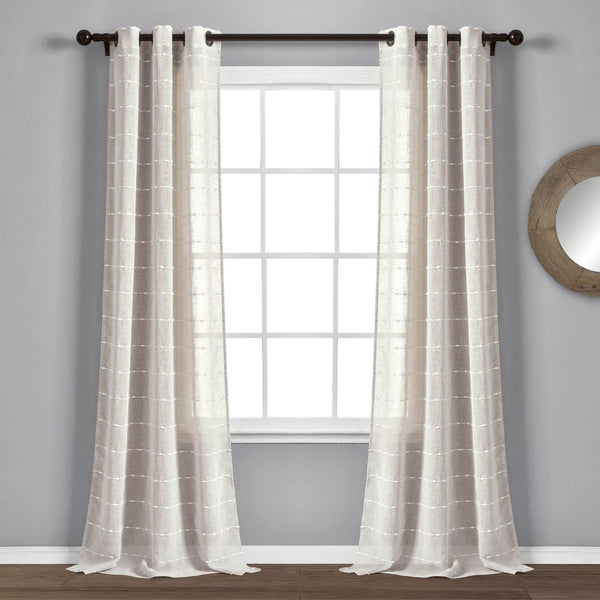 lush décor Farmhouse Textured Grommet Sheer Window Curtain Panel Set