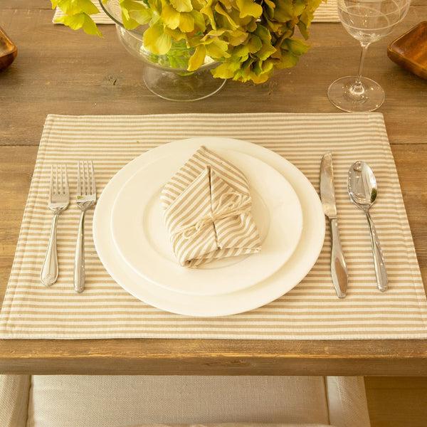 lush décor Farmhouse Ticking Stripe Yarn Dyed Placemat 4-Pack Set