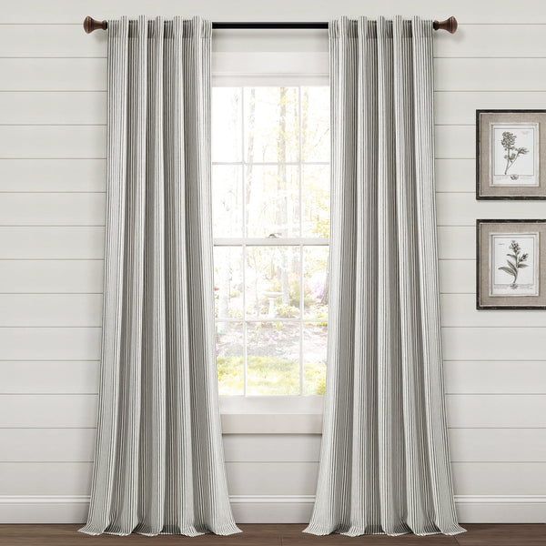 Lush Décor Farmhouse Vintage Stripe Recycled Cotton Blend Window Curtain Panel Set