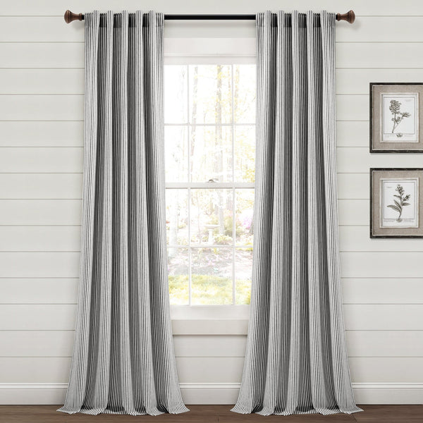 lush décor Farmhouse Vintage Stripe Recycled Cotton Blend Window Curtain Panel Set