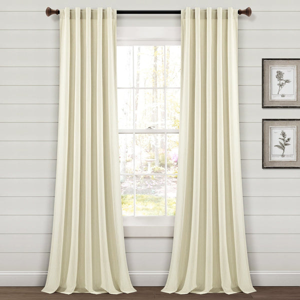 Lush Décor Farmhouse Vintage Stripe Recycled Cotton Blend Window Curtain Panel Set