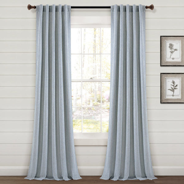 Lush Décor Farmhouse Vintage Stripe Recycled Cotton Blend Window Curtain Panel Set