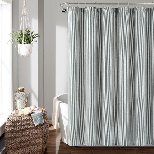 Lush Décor Farmhouse Vintage Stripe Yarn Dyed Recycled Cotton Blend Shower Curtain