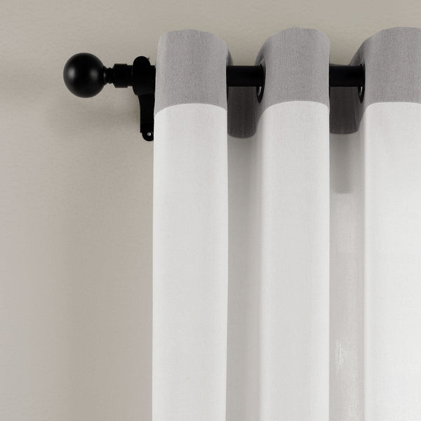 Lush Décor Faux Linen Grommet Color Block Window Curtain Panel