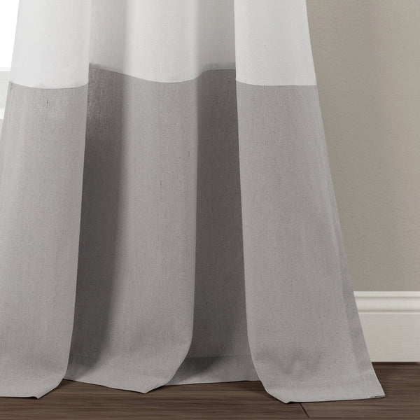 Lush Décor Faux Linen Grommet Color Block Window Curtain Panel