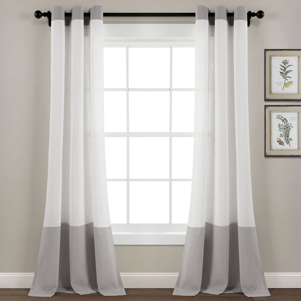 lush décor Faux Linen Grommet Color Block Window Curtain Panel