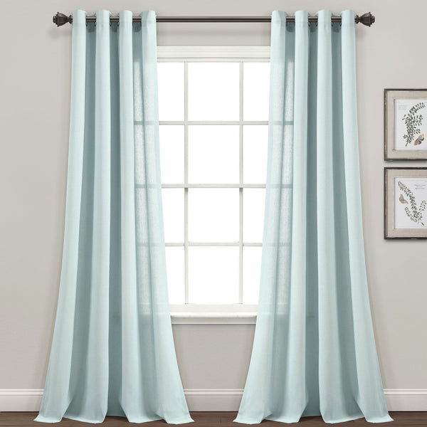Lush Décor Faux Linen Grommet Window Curtain Panel Set