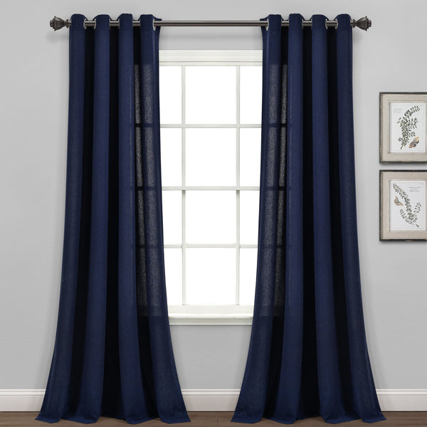 Lush Décor Faux Linen Grommet Window Curtain Panel Set