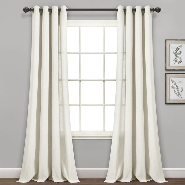 Lush Décor Faux Linen Grommet Window Curtain Panel Set