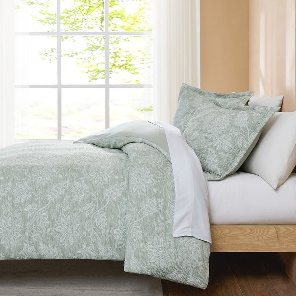 Lush Décor Floral Jacobean Gauze Jacquard Duvet Cover Set