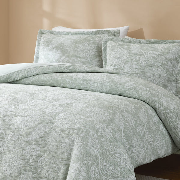 Lush Décor Floral Jacobean Gauze Jacquard Duvet Cover Set