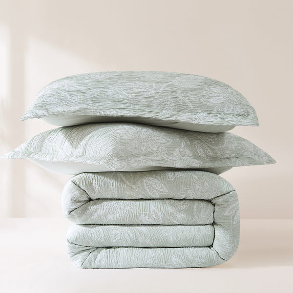 Lush Décor Floral Jacobean Gauze Jacquard Duvet Cover Set