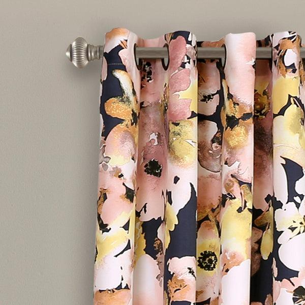 Lush Décor Floral Watercolor Room Darkening Window Curtain Panel Set