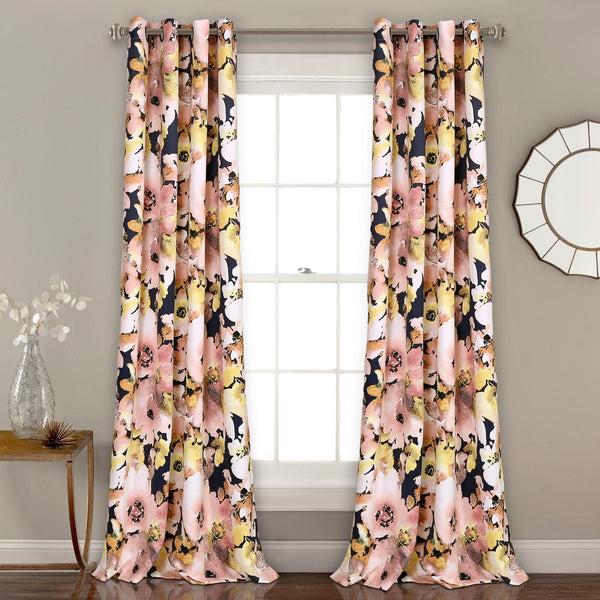 Lush Décor Floral Watercolor Room Darkening Window Curtain Panel Set