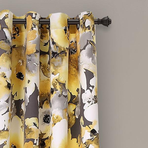Lush Décor Floral Watercolor Room Darkening Window Curtain Panel Set