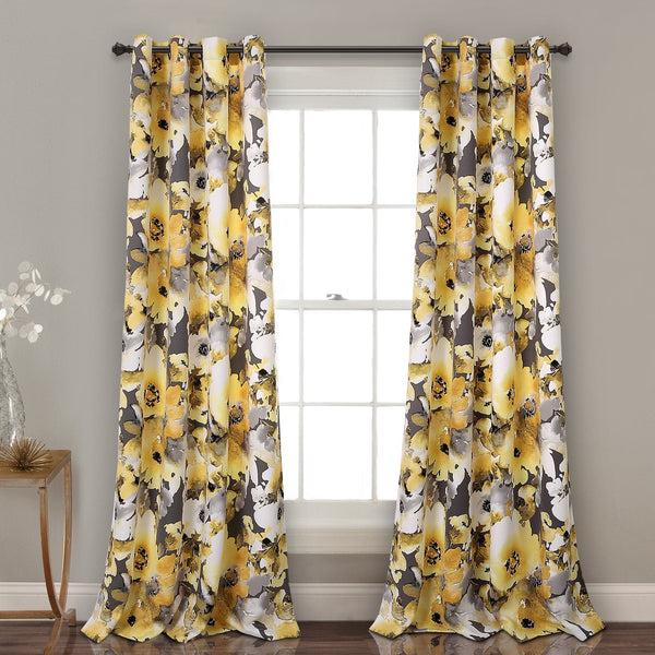 lush décor Floral Watercolor Room Darkening Window Curtain Panel Set
