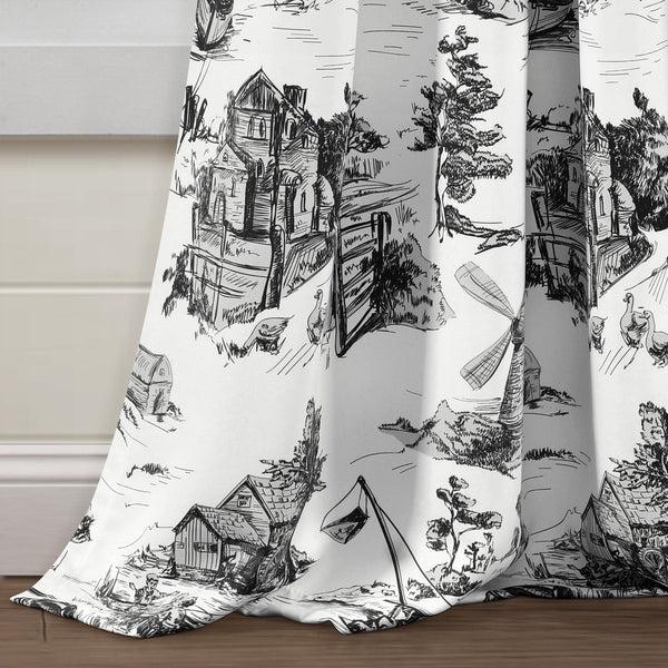 Lush Décor French Country Toile Room Darkening Window Curtain Set