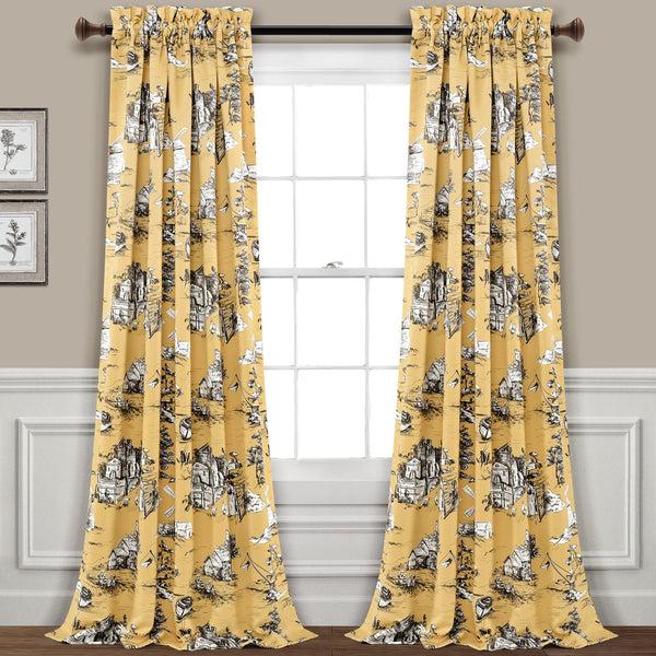 Lush Décor French Country Toile Room Darkening Window Curtain Set