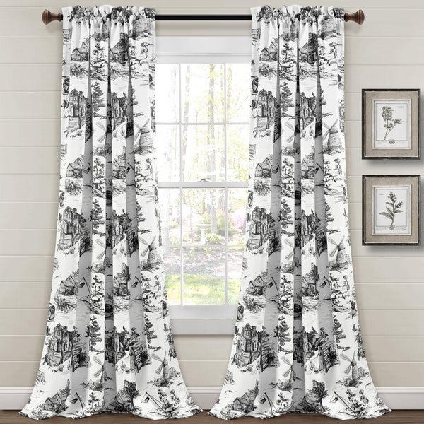 lush décor French Country Toile Room Darkening Window Curtain Set