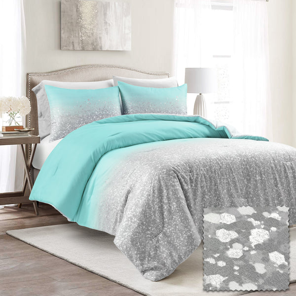lush décor Glitter Ombre Metallic Print Comforter Set With Pillowcases