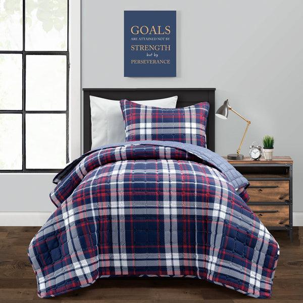 Lush Décor Grayson Farmhouse Plaid Reversible Quilt Set