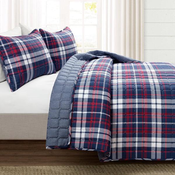Lush Décor Grayson Farmhouse Plaid Reversible Quilt Set