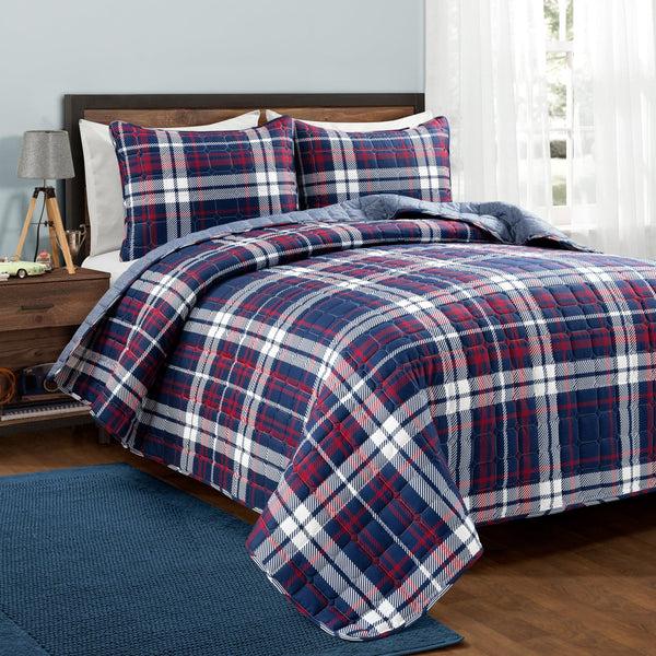 lush décor Grayson Farmhouse Plaid Reversible Quilt Set