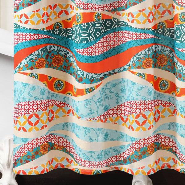 Lush Décor Hailey Watercolor Wave Cotton Shower Curtain