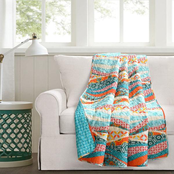 lush décor Hailey Watercolor Wave Reversible Cotton Throw