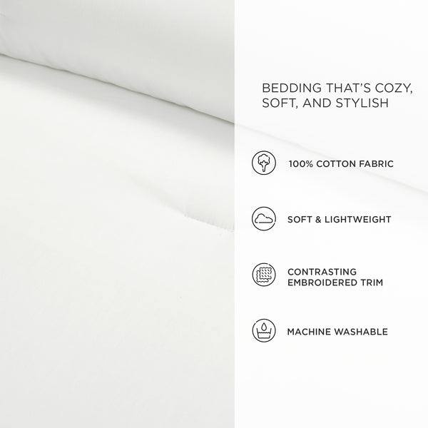 Lush Décor Hampton Double Flange Embroidered Contrast Edge Comforter Set