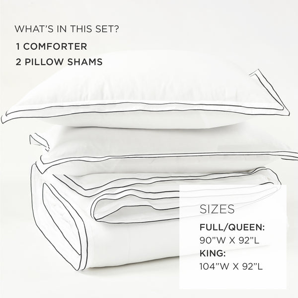 Lush Décor Hampton Double Flange Embroidered Contrast Edge Comforter Set