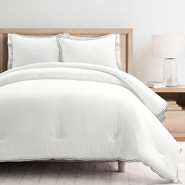 lush décor Hampton Double Flange Embroidered Contrast Edge Comforter Set