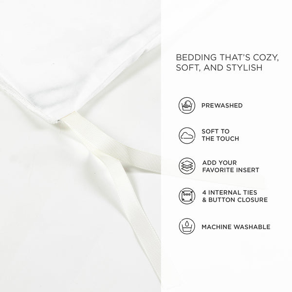 Lush Décor Hampton Double Flange Embroidered Contrast Edge Duvet Cover Set