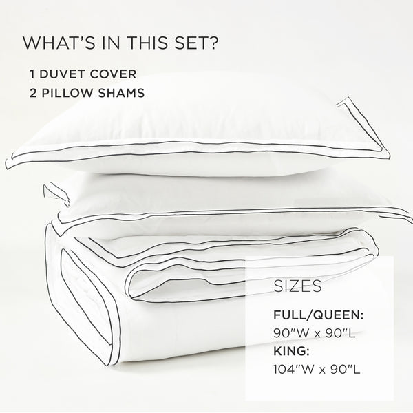 Lush Décor Hampton Double Flange Embroidered Contrast Edge Duvet Cover Set