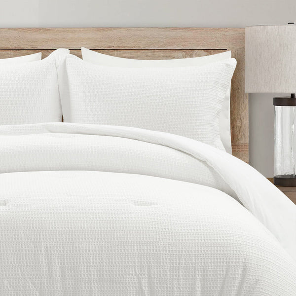 Lush Décor Haniya Solid Waffle Woven Cotton Textured Comforter Set