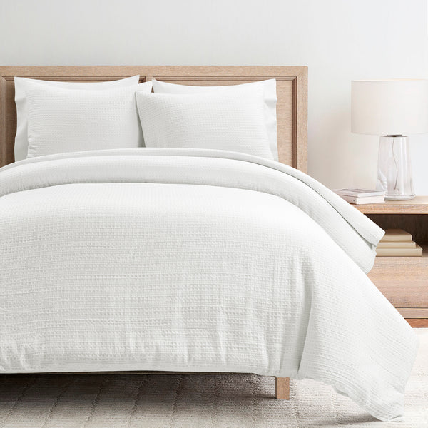 lush décor Haniya Solid Waffle Woven Cotton Textured Duvet Cover Set