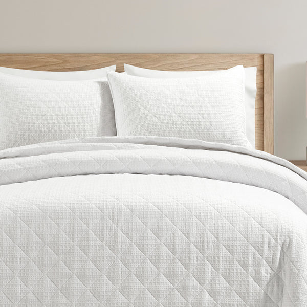 Lush Décor Haniya Solid Waffle Woven Cotton Textured Quilt Set