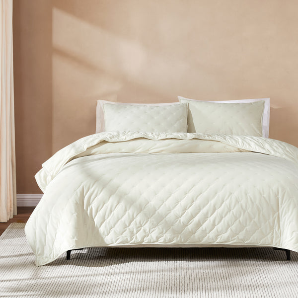 lush décor Haven Velvet Embroidered Stitch Cozy Super Soft Quilt 3 Piece Set